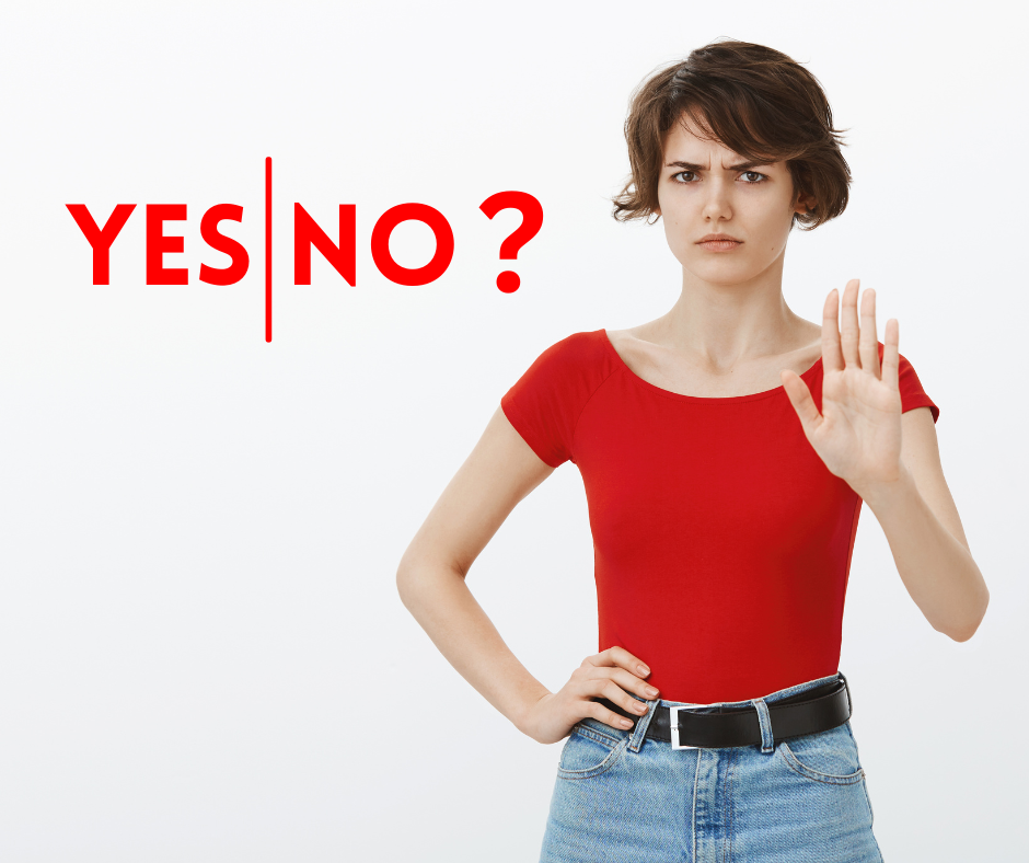 lady with yes or no question