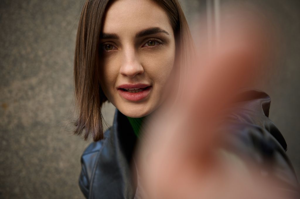 motion blur of finger of lady